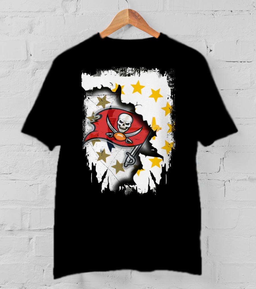 Together Rhode Island With Buccaneers Flag And Stars T-Shirt