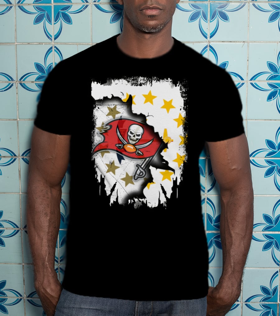 Together Rhode Island With Buccaneers Flag And Stars T-Shirt