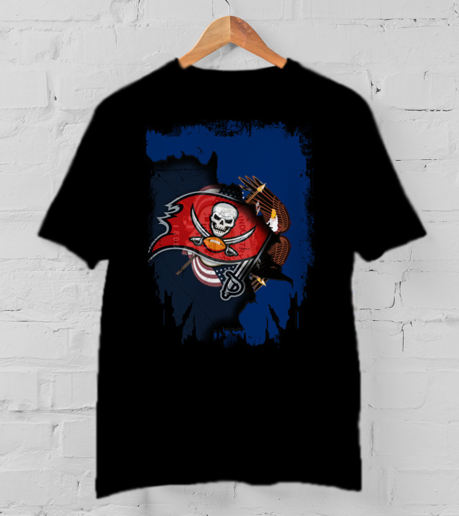 Together Utah Buccaneers American Pride Flag Eagle Skull T-Shirt
