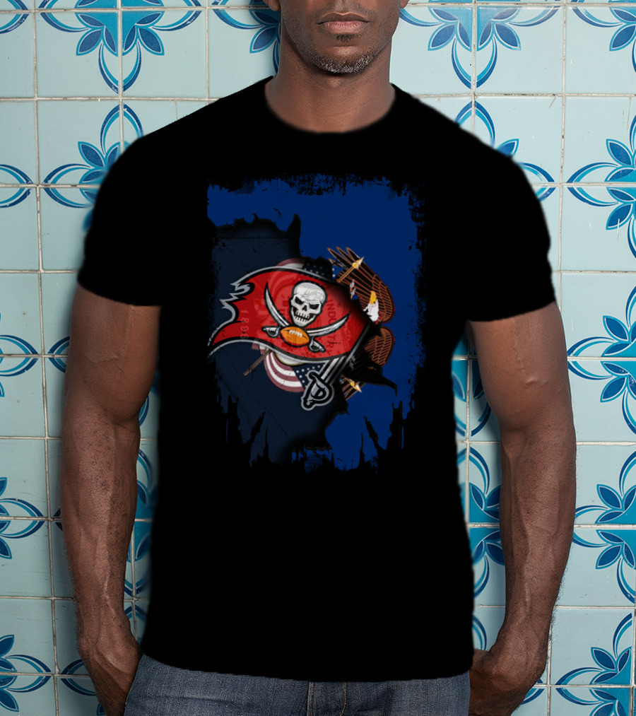 Together Utah Buccaneers American Pride Flag Eagle Skull T-Shirt