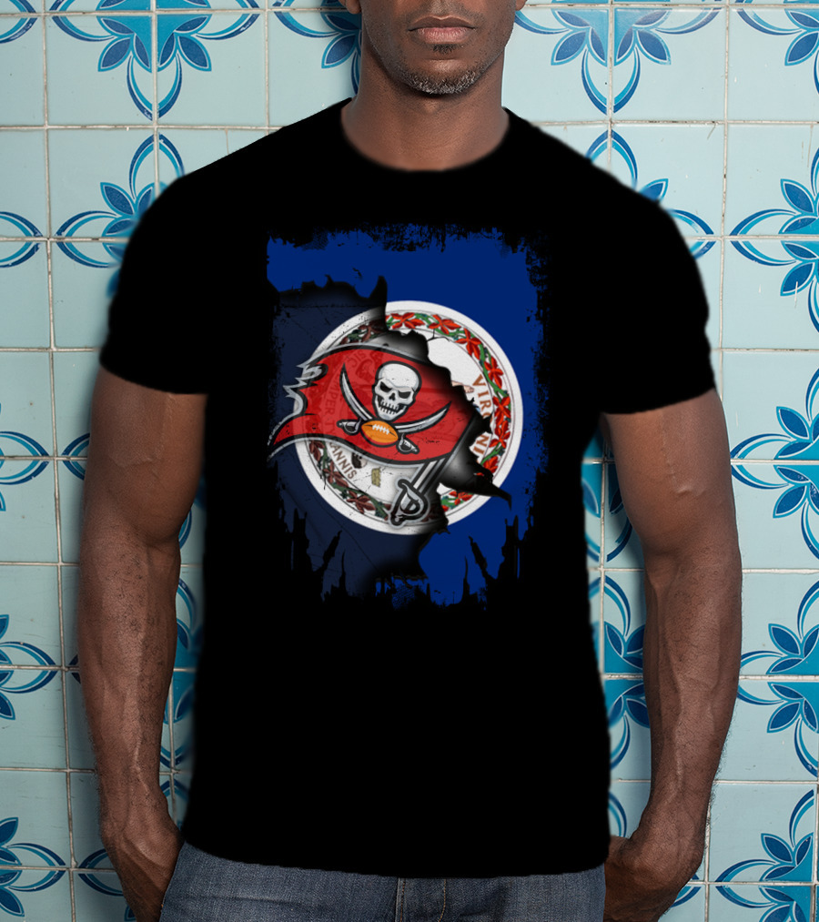 Virginia Buccaneers Unity Flag Skull Football T-Shirt