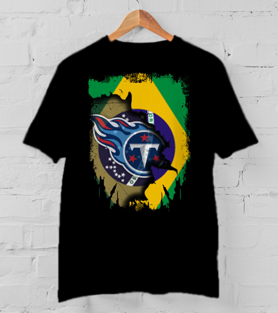 Brazilian Pride With Titans NFL Symbol Fusion T-Shirt