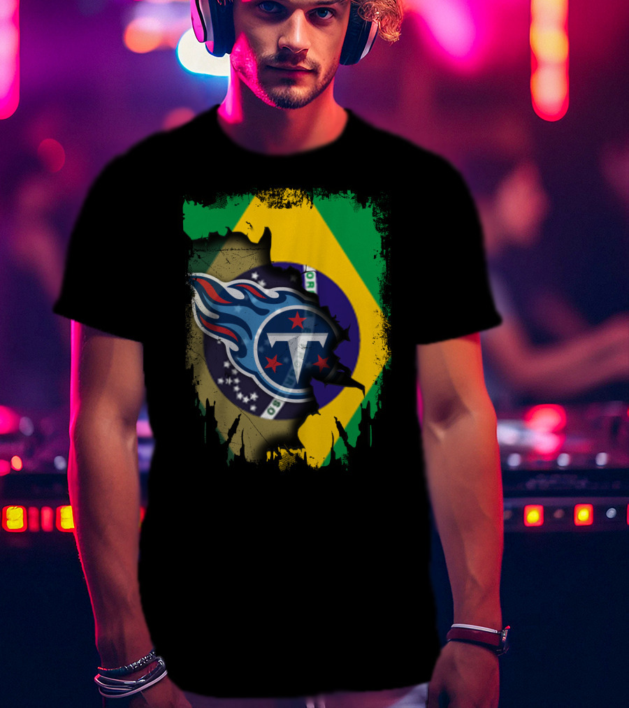 Brazilian Pride With Titans NFL Symbol Fusion T-Shirt
