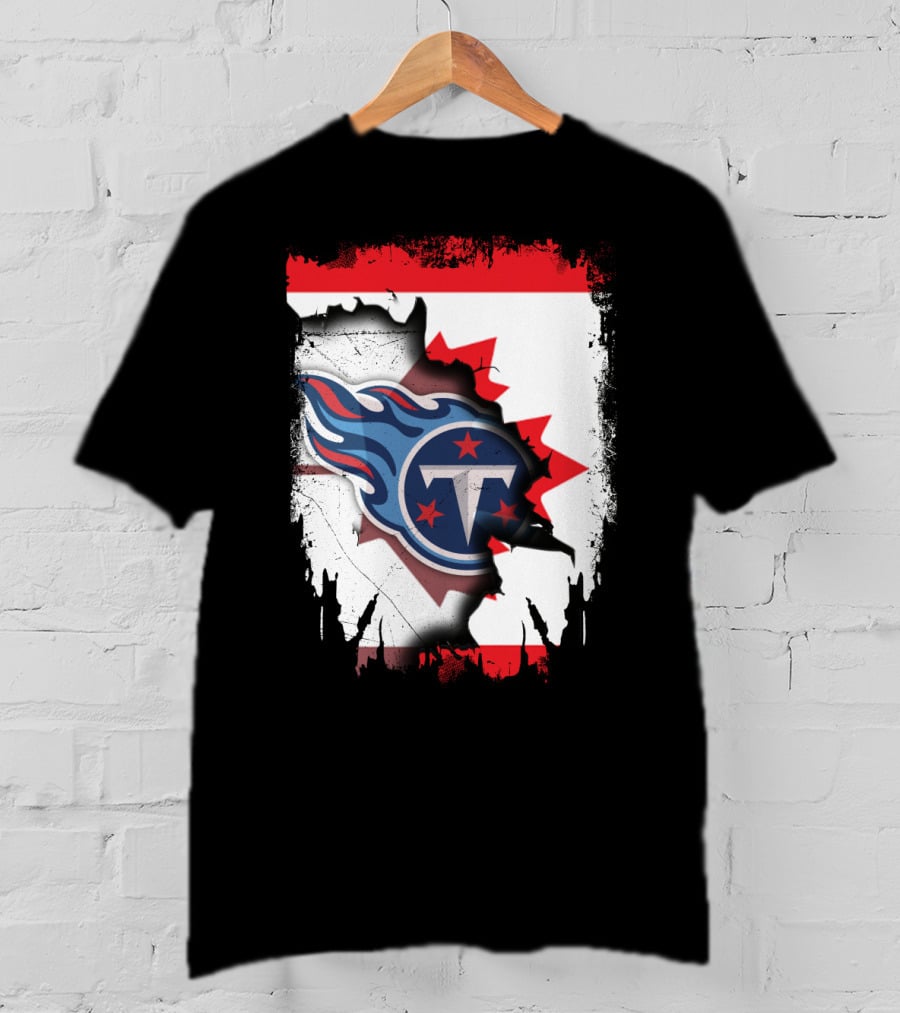 Canada Titans NFL Collaboration With Canadian Flag And Tennessee T-Shirt