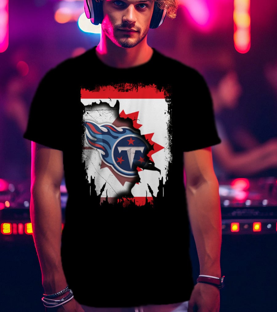 Canada Titans NFL Collaboration With Canadian Flag And Tennessee T-Shirt