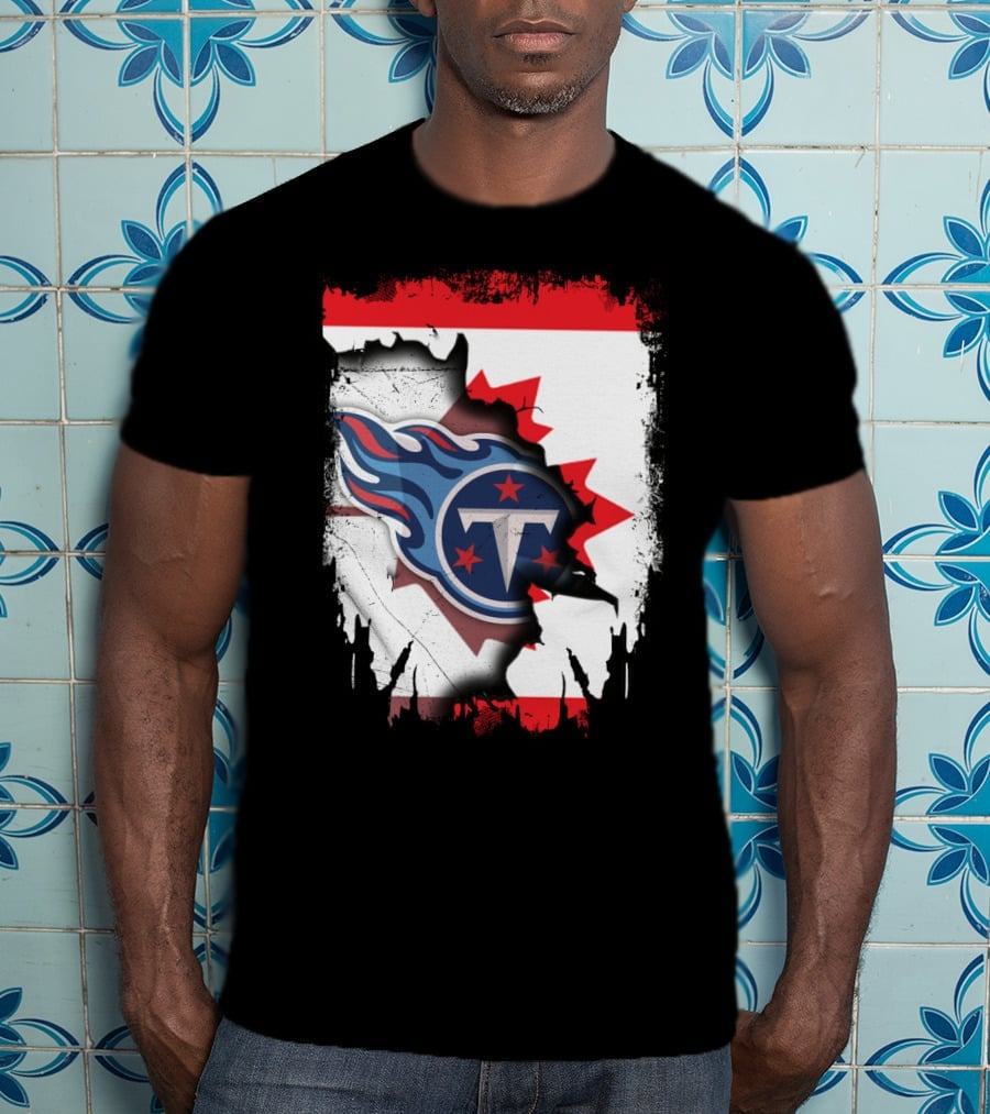 Canada Titans NFL Collaboration With Canadian Flag And Tennessee T-Shirt