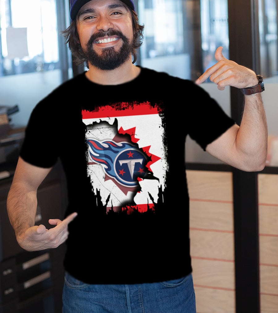 Canada Titans NFL Collaboration With Canadian Flag And Tennessee T-Shirt