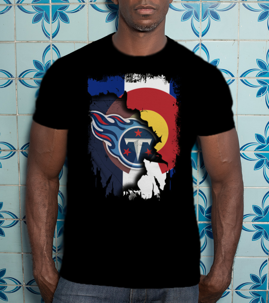 Together Colorado With Titans Logo Overlapping State Flag Colors T-Shirt
