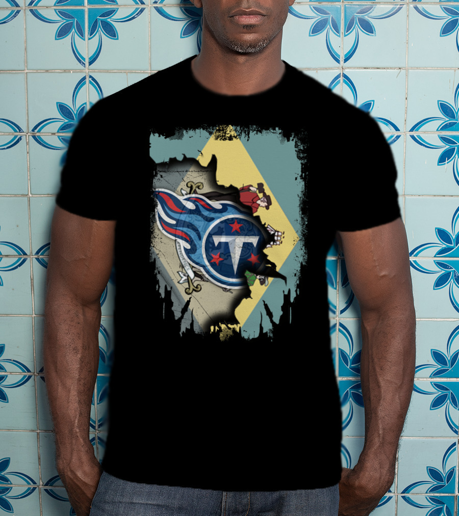 Together Delaware With Titans Logo Over State Flag T-Shirt