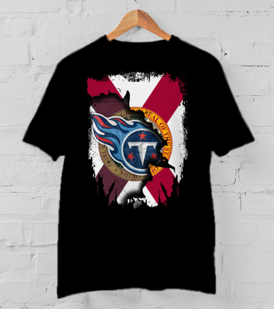 Florida State Flag And Tennessee Titans Logo Fusion T-Shirt