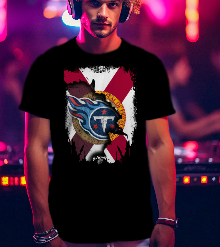 Florida State Flag And Tennessee Titans Logo Fusion T-Shirt