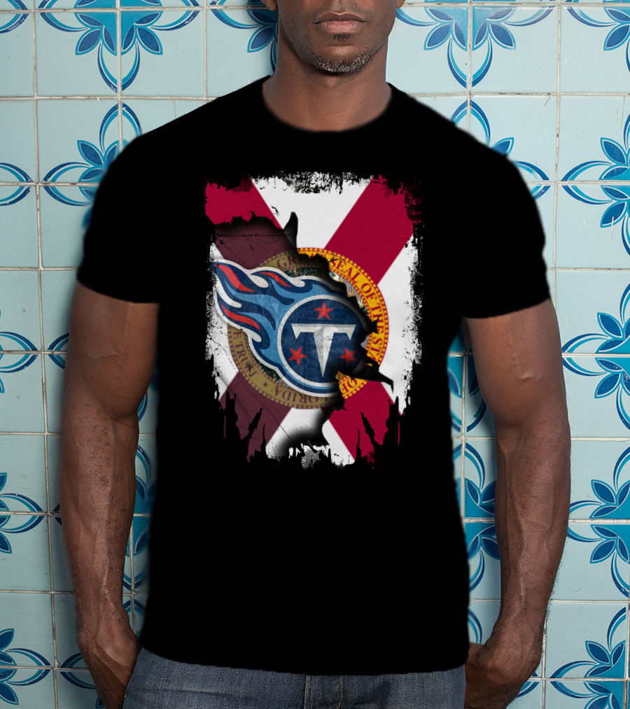 Florida State Flag And Tennessee Titans Logo Fusion T-Shirt