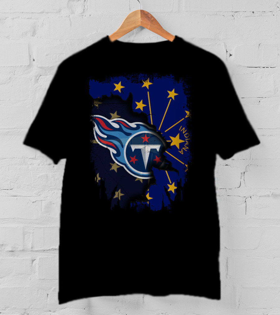 Indianapolis Indiana Meets Tennessee Titans Logo Collaboration T-Shirt
