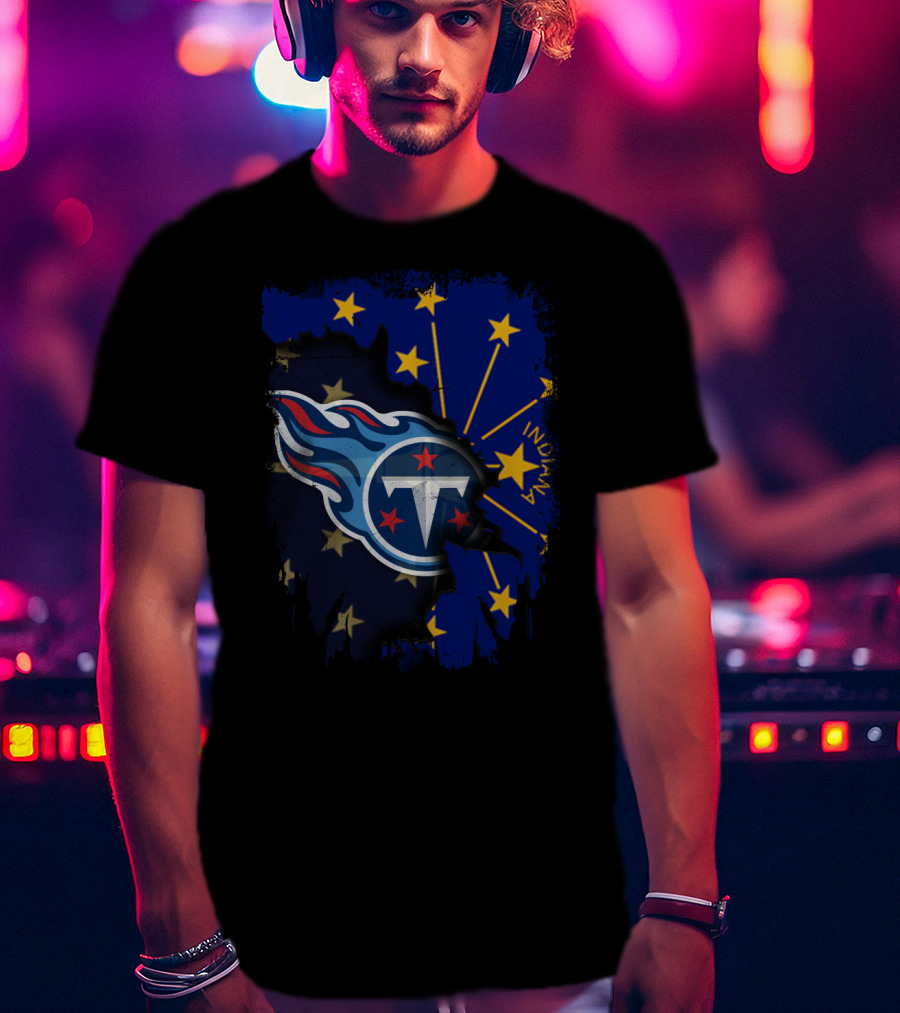 Indianapolis Indiana Meets Tennessee Titans Logo Collaboration T-Shirt
