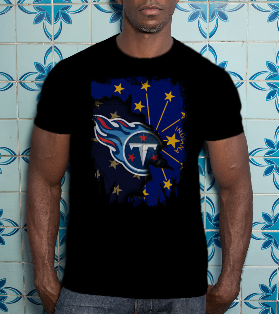 Indianapolis Indiana Meets Tennessee Titans Logo Collaboration T-Shirt