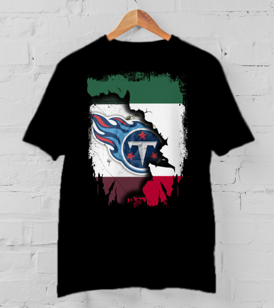 Titans Logo Blending With Mexico Flag - Together Mexico With Titans T-Shirt