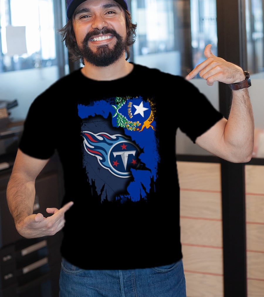 Nevada State And Tennessee Titans Logo Fusion T-Shirt