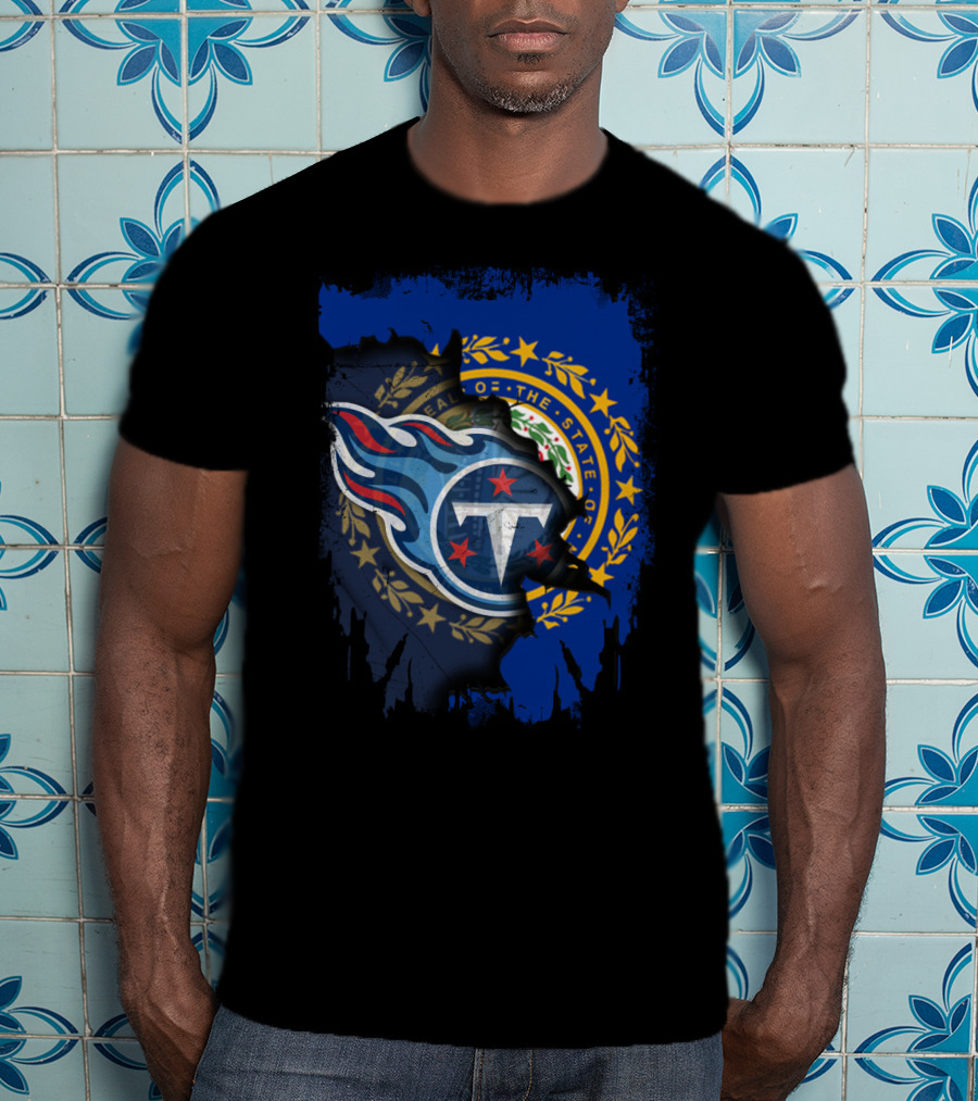 New Hampshire United With Titans Emblem And State Seal Fusion T-Shirt