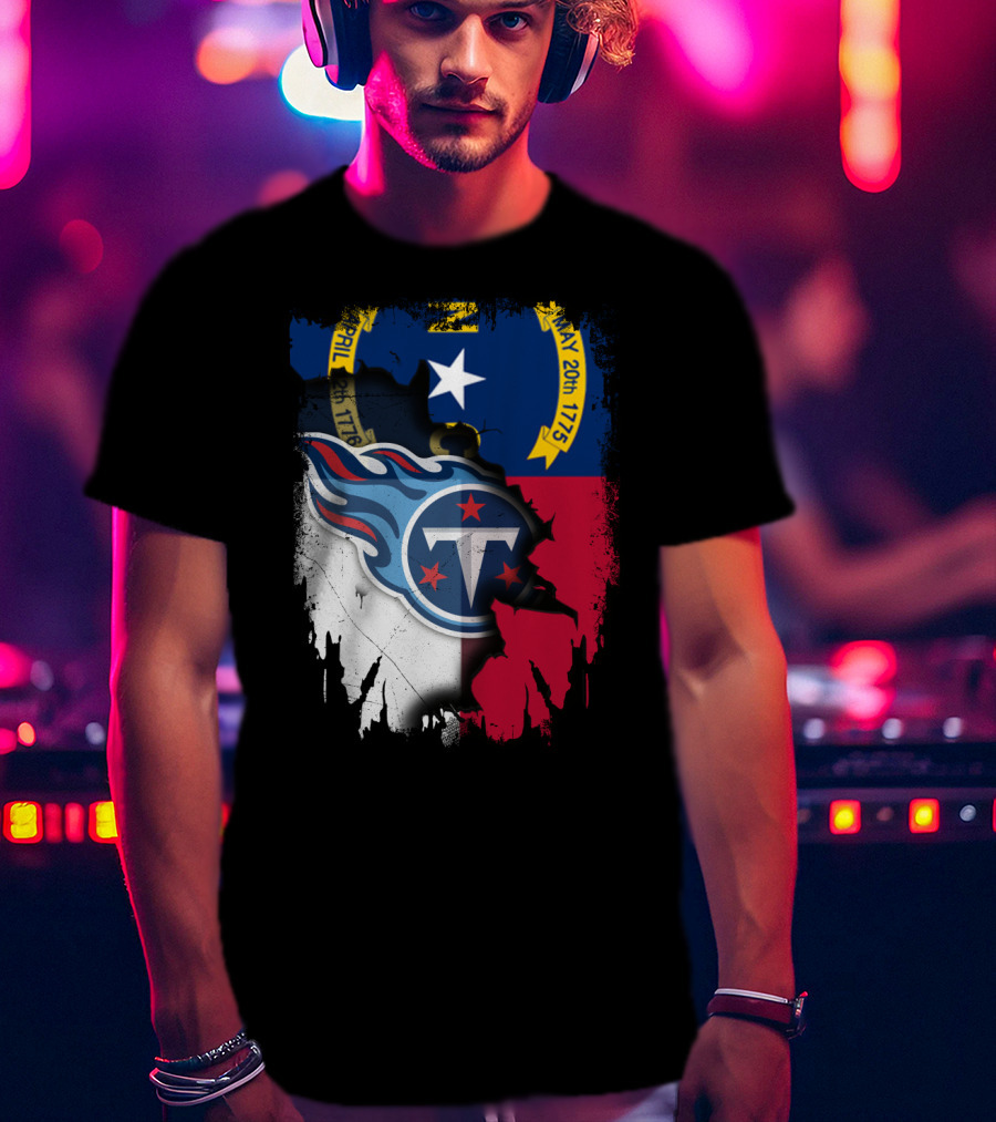 North Carolina State Pride With Tennessee Titans Logo Fusion T-Shirt