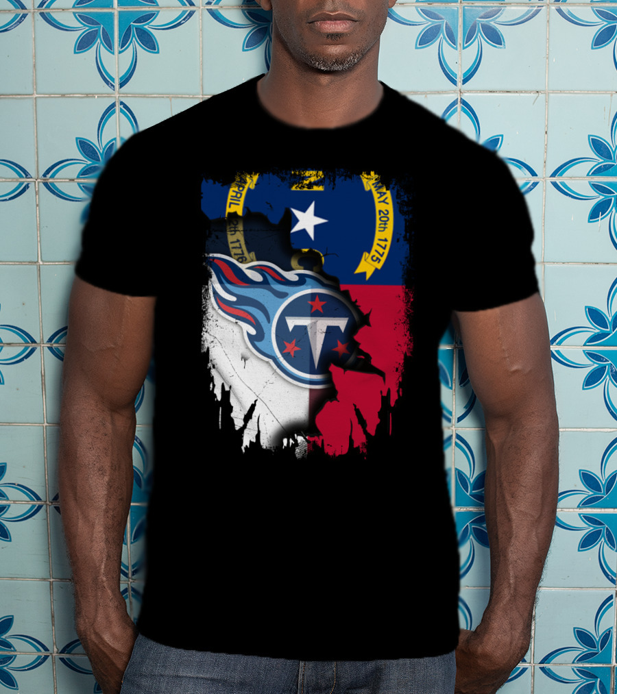 North Carolina State Pride With Tennessee Titans Logo Fusion T-Shirt