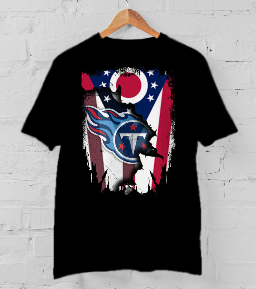 Ohio Flag With Tennessee Titans Logo Together T-Shirt