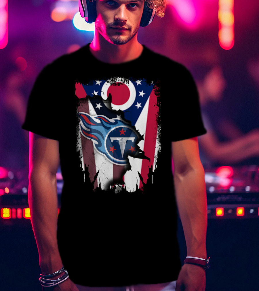 Ohio Flag With Tennessee Titans Logo Together T-Shirt