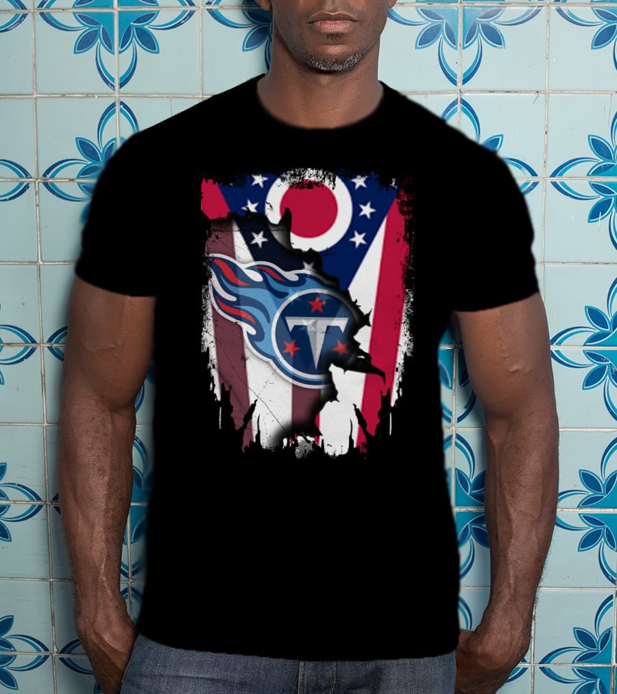 Ohio Flag With Tennessee Titans Logo Together T-Shirt