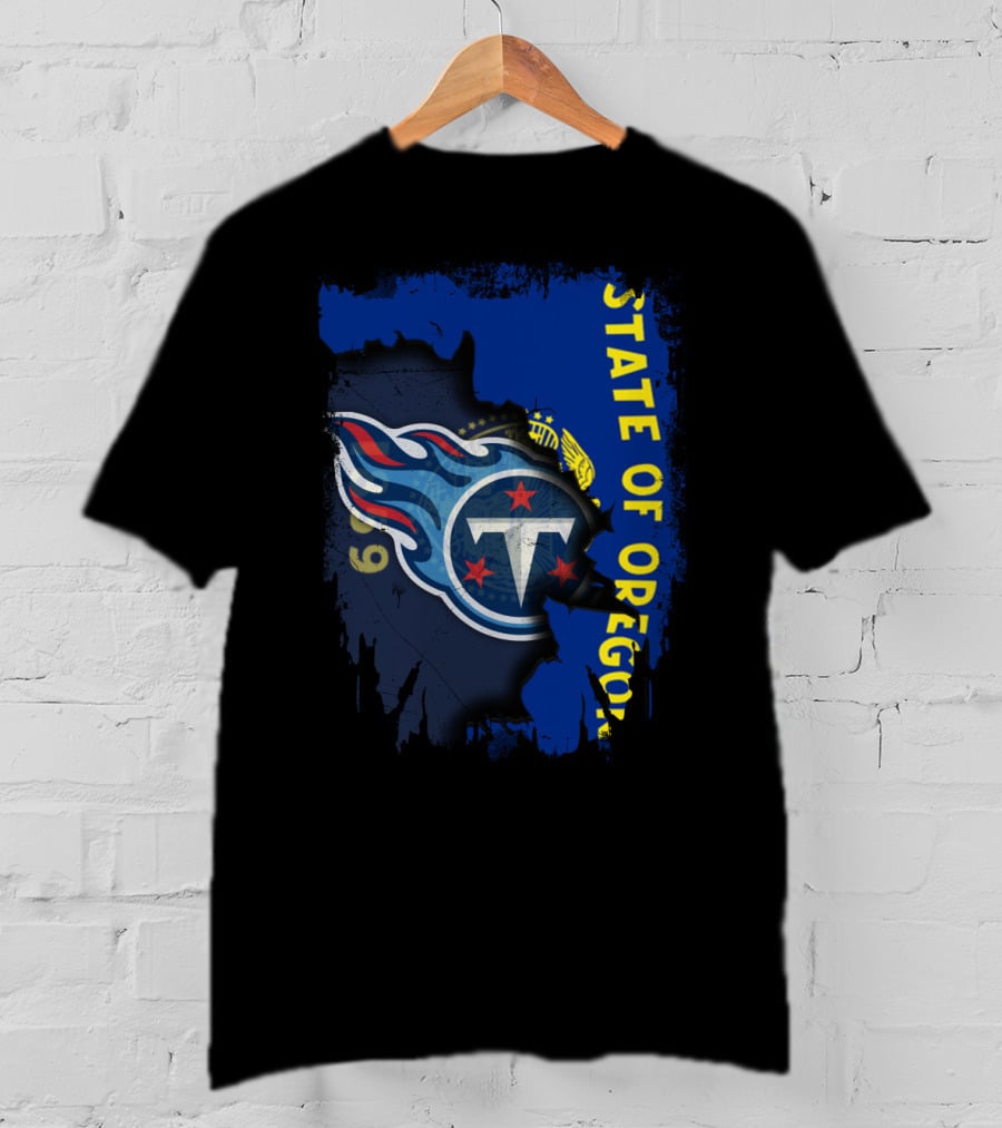 Titans Logo Overlay With State Of Oregon Flag T-Shirt