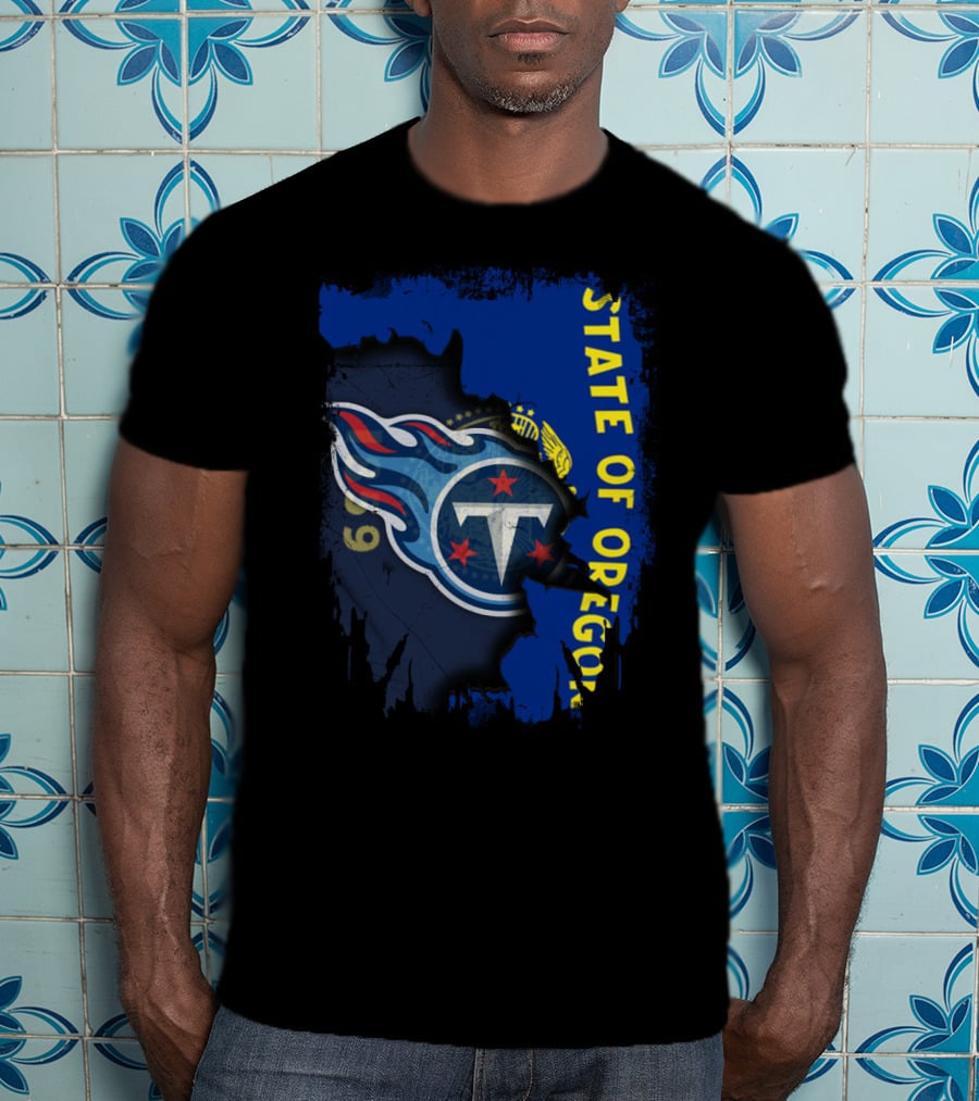 Titans Logo Overlay With State Of Oregon Flag T-Shirt