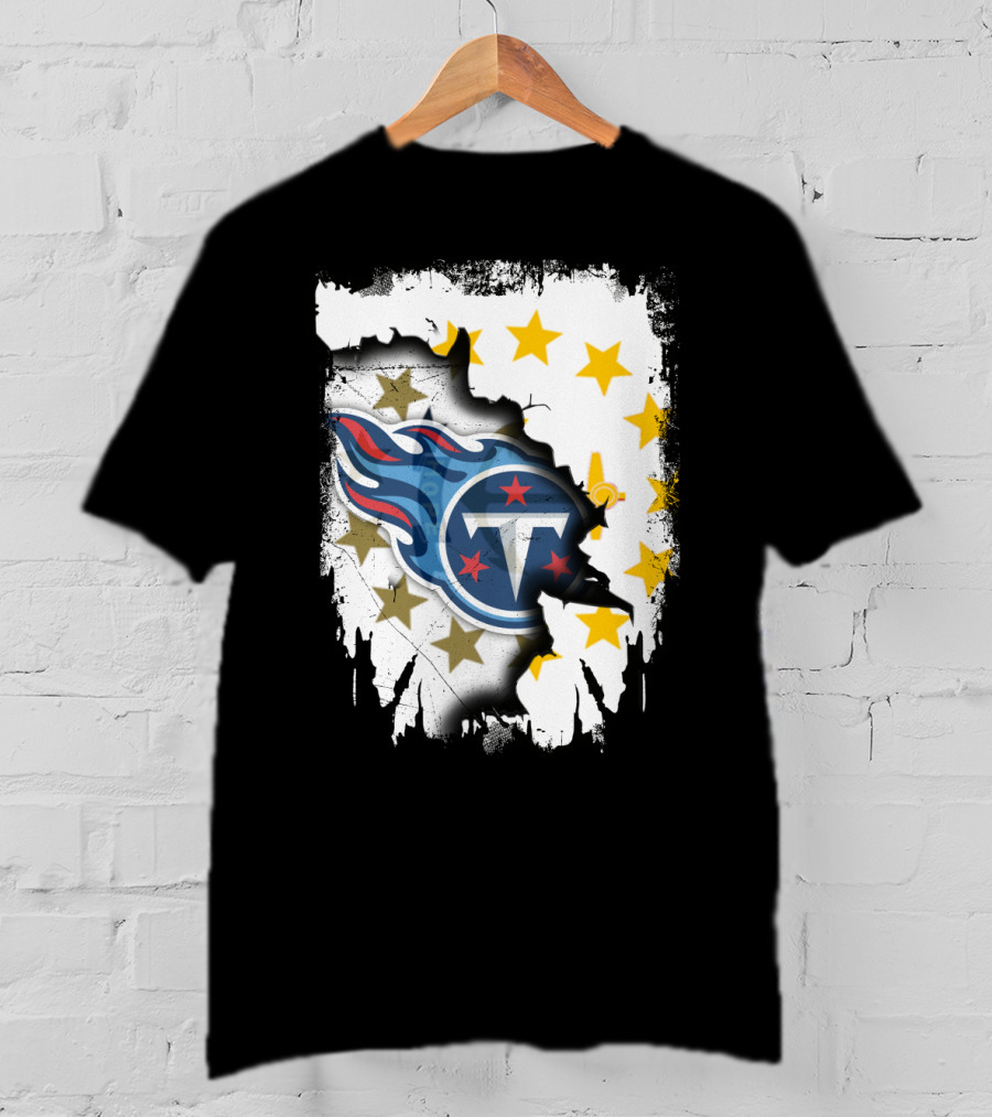 Titans Logo With Rhode Island State Flag Stars T-Shirt