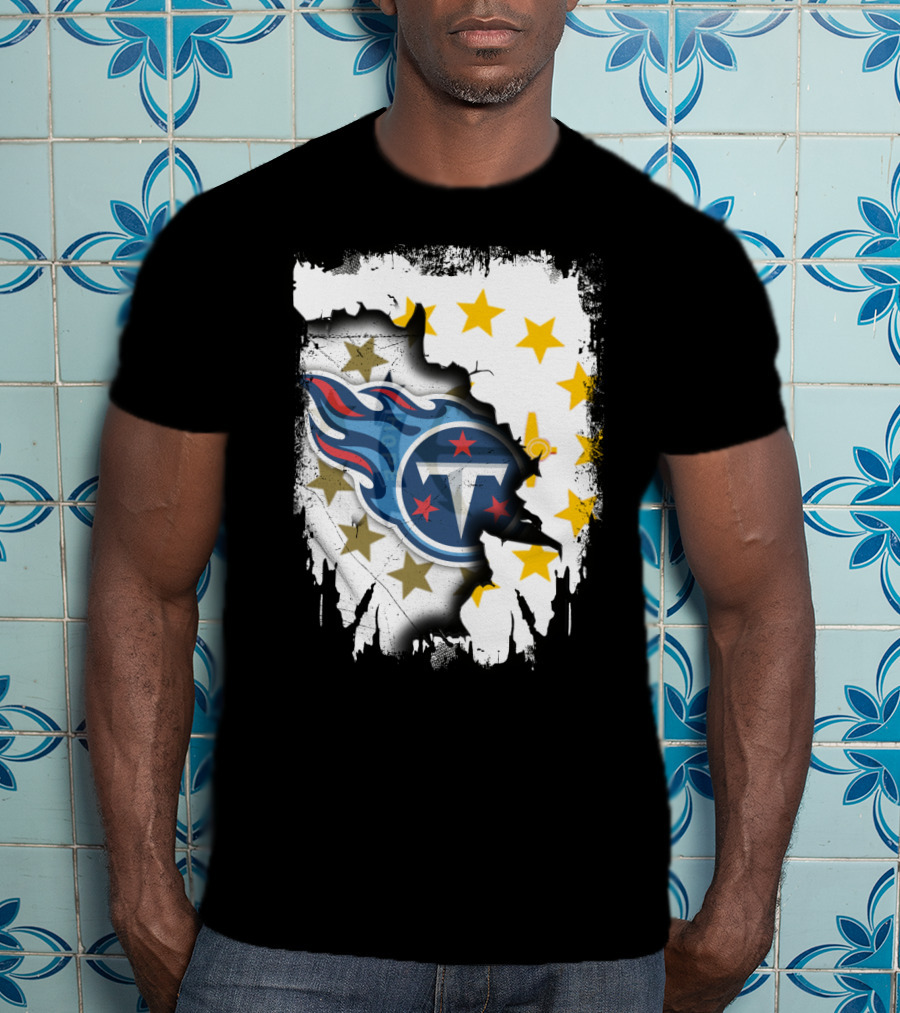 Titans Logo With Rhode Island State Flag Stars T-Shirt