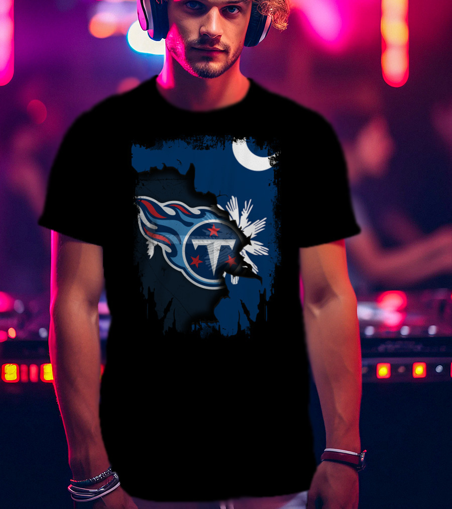 Together South Carolina Titans Moon Palmetto Flag Mashup T-Shirt