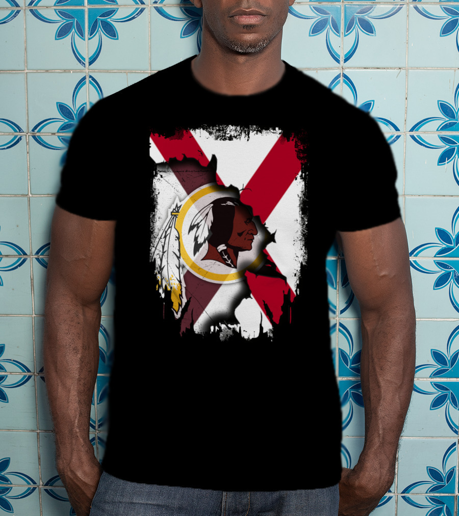 Alabama Flag Overlay With Washington Redskins T-Shirt