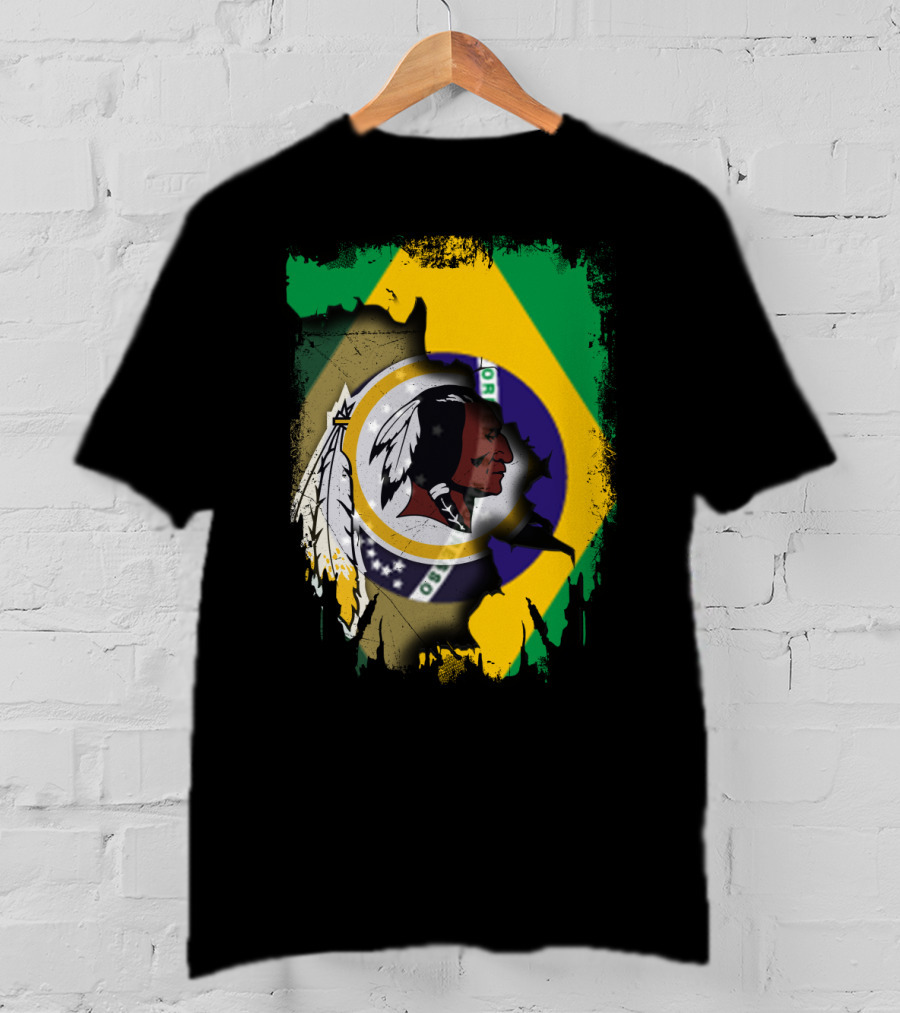 Together Brazil Flag With Redskins Football Team T-Shirt