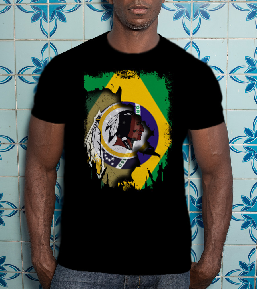 Together Brazil Flag With Redskins Football Team T-Shirt