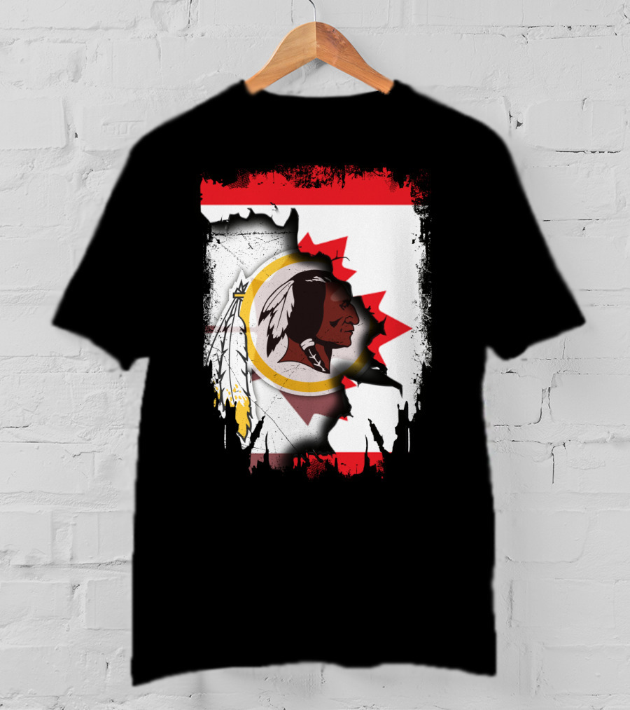 Together Canada Washington Redskins Logo In Torn Maple Leaf Flag T-Shirt
