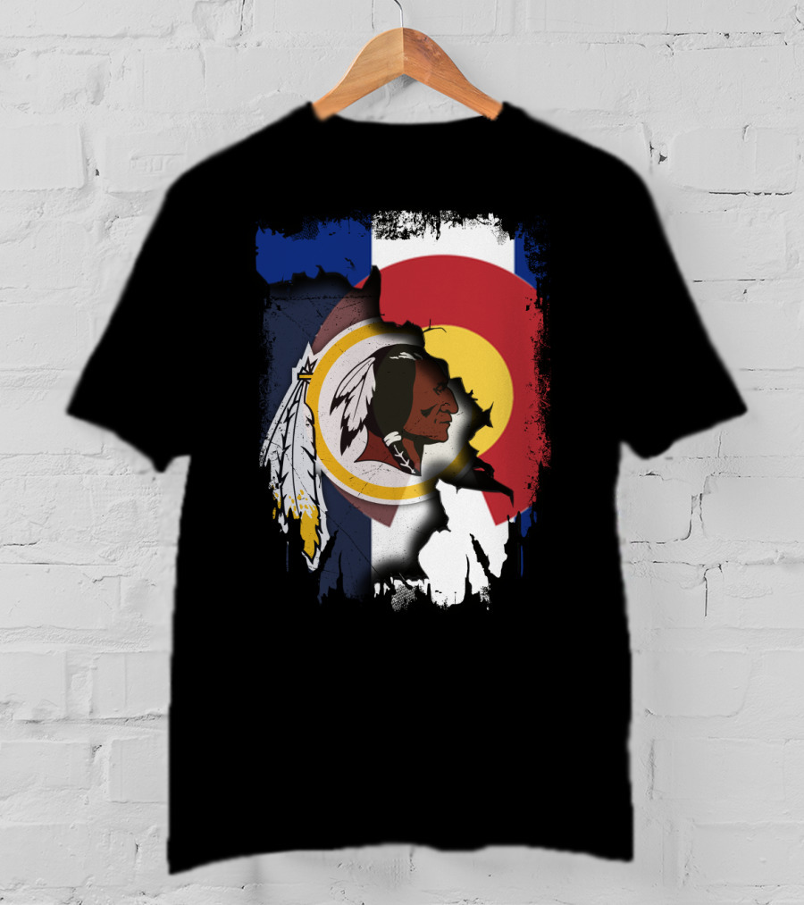 Colorado Flag Redskins Logo Together T-Shirt