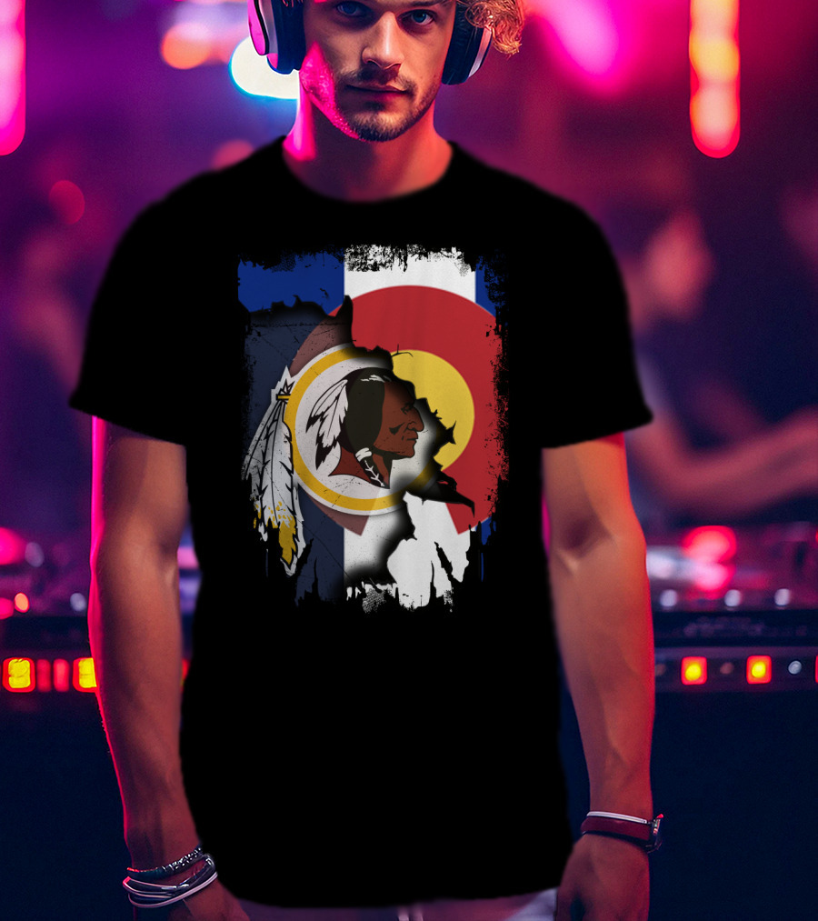 Colorado Flag Redskins Logo Together T-Shirt