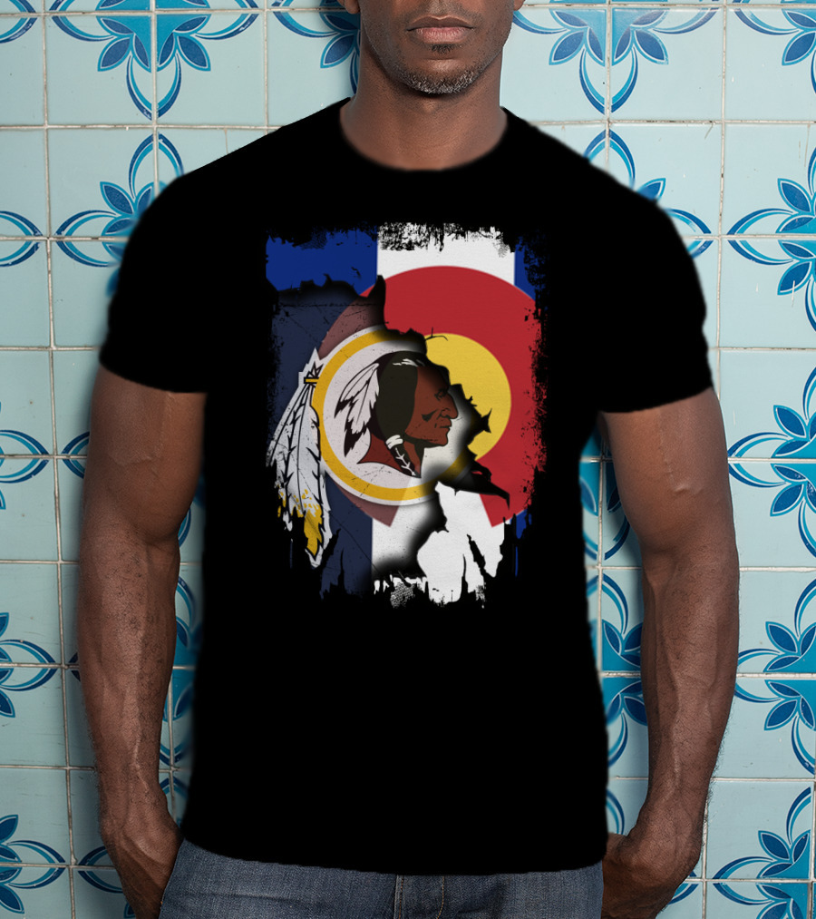 Colorado Flag Redskins Logo Together T-Shirt