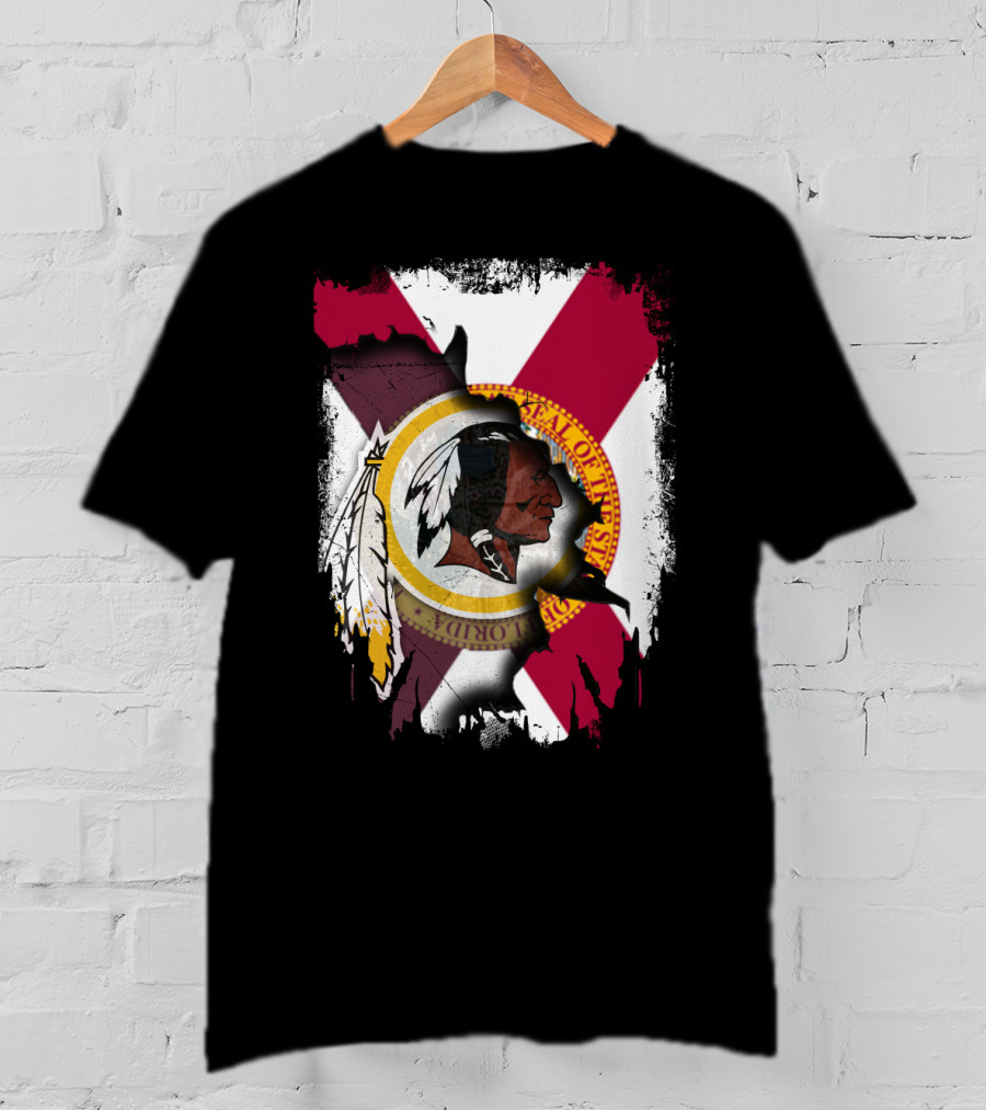 Florida State Flag With Redskins Face And Logo Together T-Shirt
