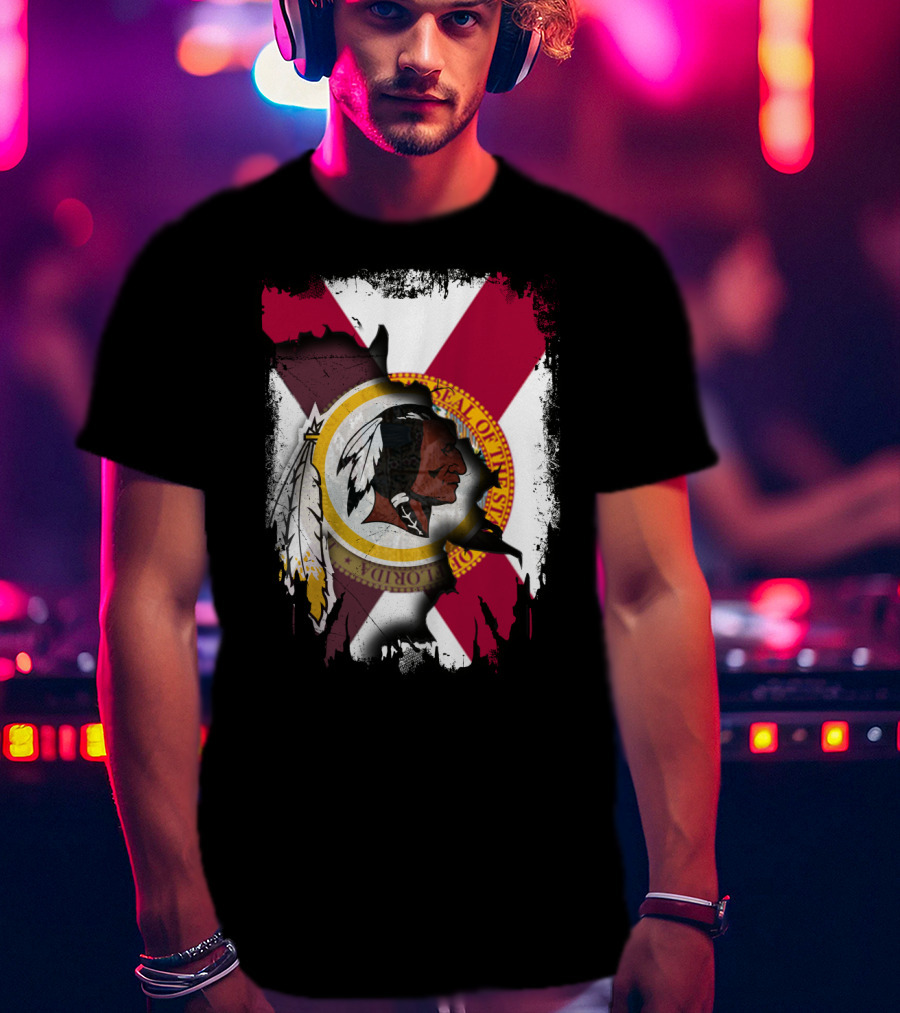 Florida State Flag With Redskins Face And Logo Together T-Shirt