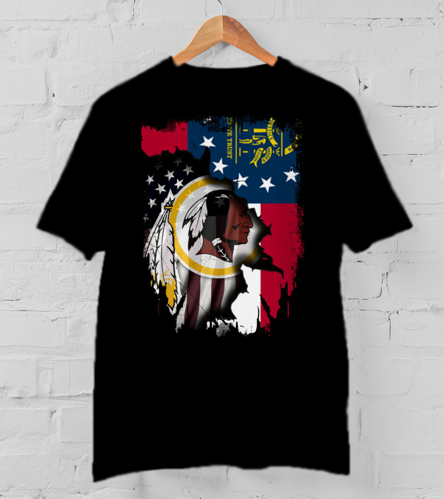 Georgia State Flag Merged With Washington Redskins T-Shirt