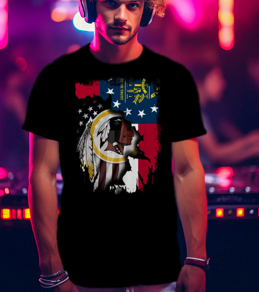 Georgia State Flag Merged With Washington Redskins T-Shirt
