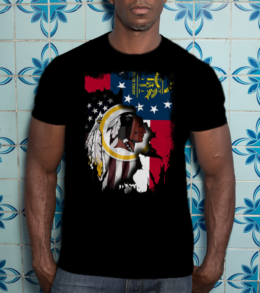 Georgia State Flag Merged With Washington Redskins T-Shirt