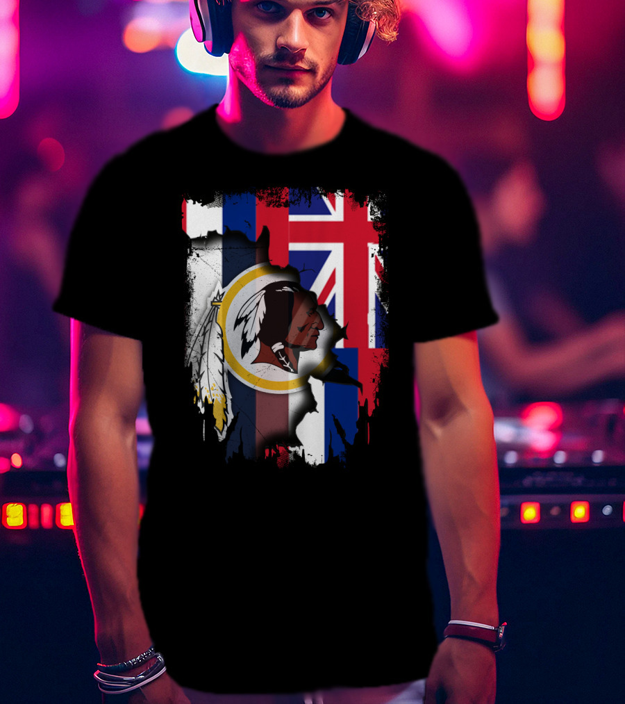 Hawaii Union Jack With Washington Redskins T-Shirt