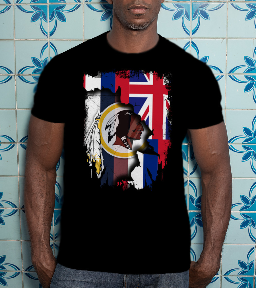 Hawaii Union Jack With Washington Redskins T-Shirt