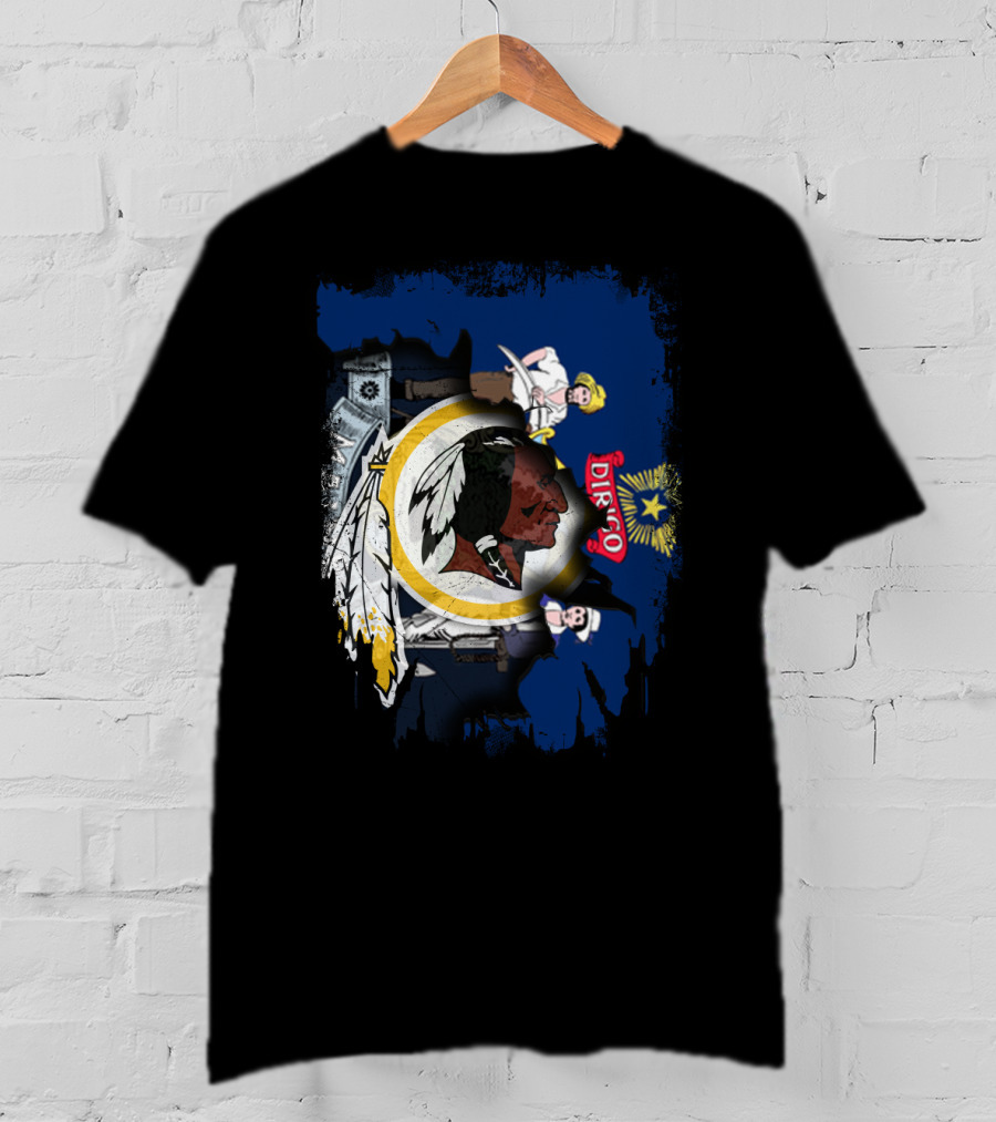 Together Maine With Redskins Dirigo Flag And Logo Montage T-Shirt
