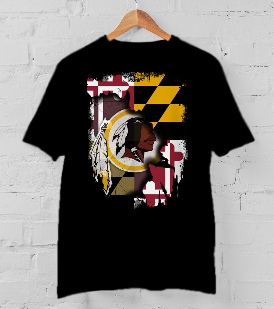 Maryland Flag With Washington Redskins T-Shirt