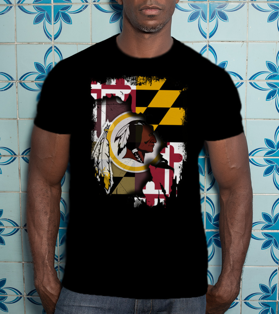 Maryland Flag With Washington Redskins T-Shirt