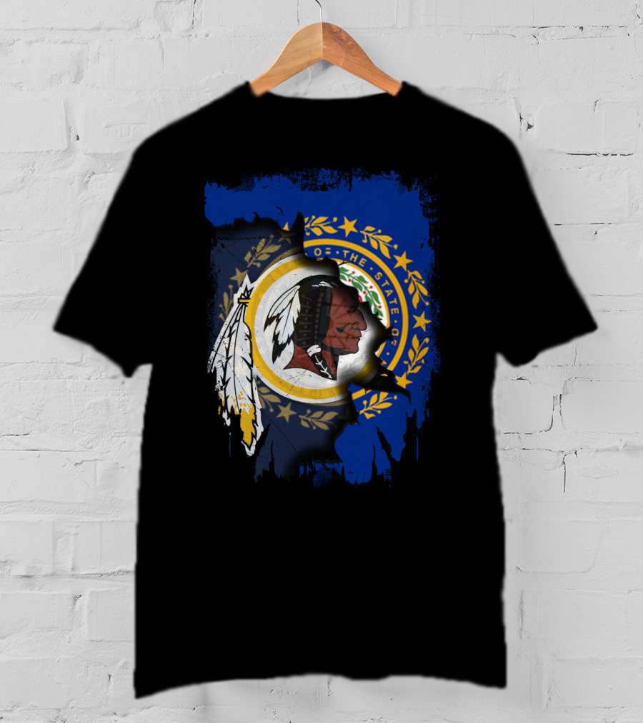 New Hampshire State Seal Blended With Historical Redskins T-Shirt